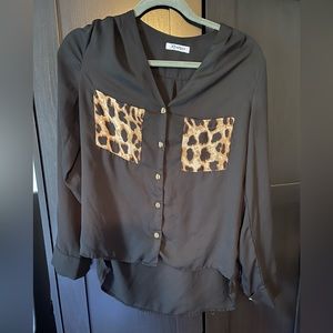 Cheetah pocket blouse- small